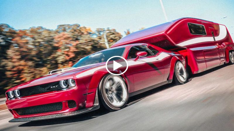 Dodge Challenger Pulls “Muscle Trailer” in Custom Camping CGI